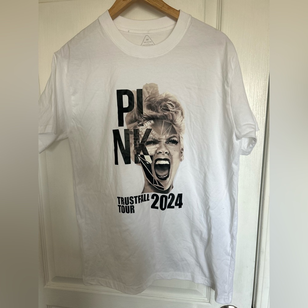 White Trustfall Tour 2024 P!NK Graphic T-Shirt